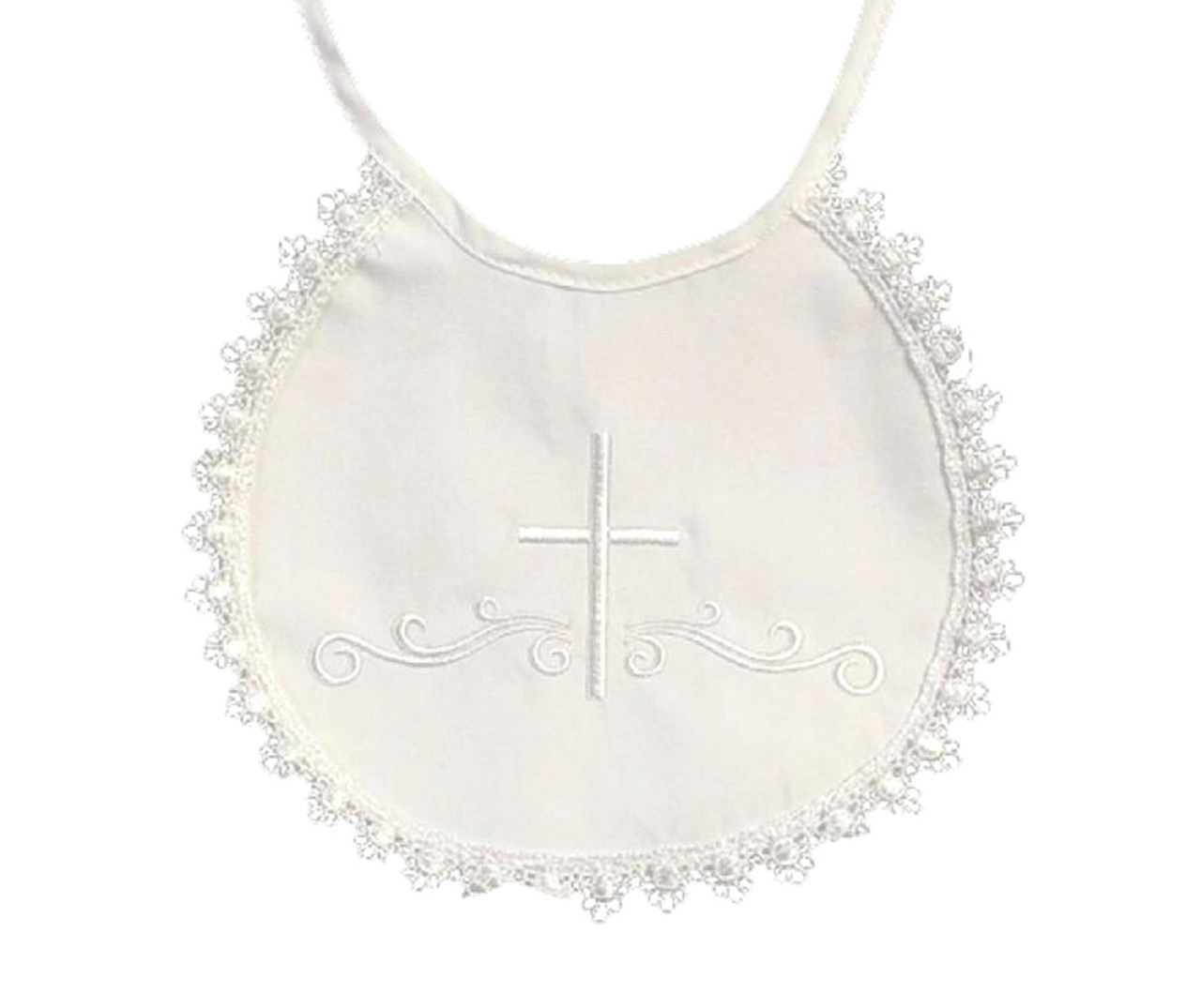 Baby Girl's White Lace Cross Bib