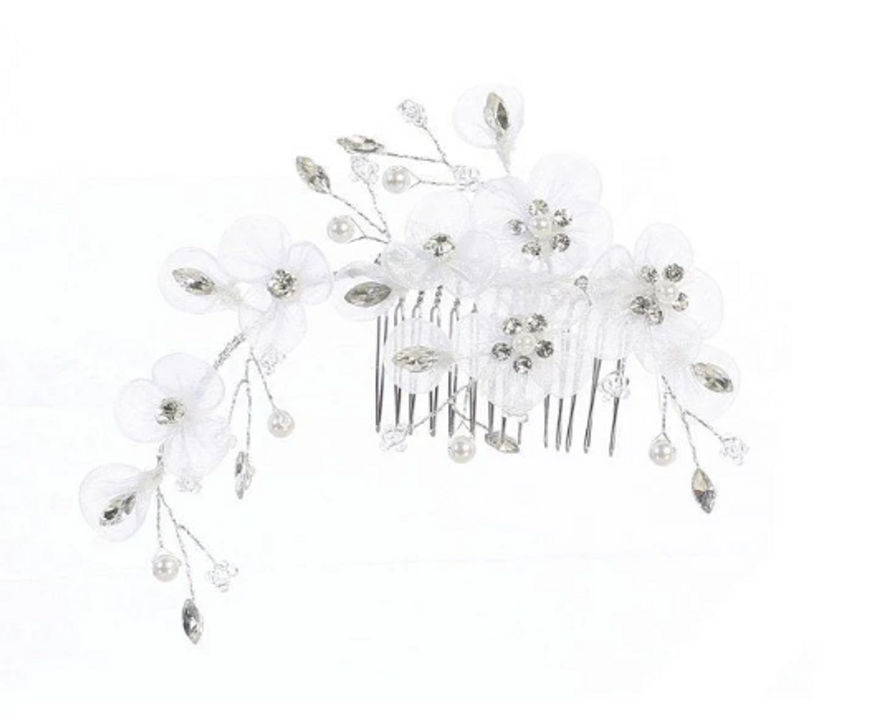 Ivory or White Sheer Floral Hair Comb