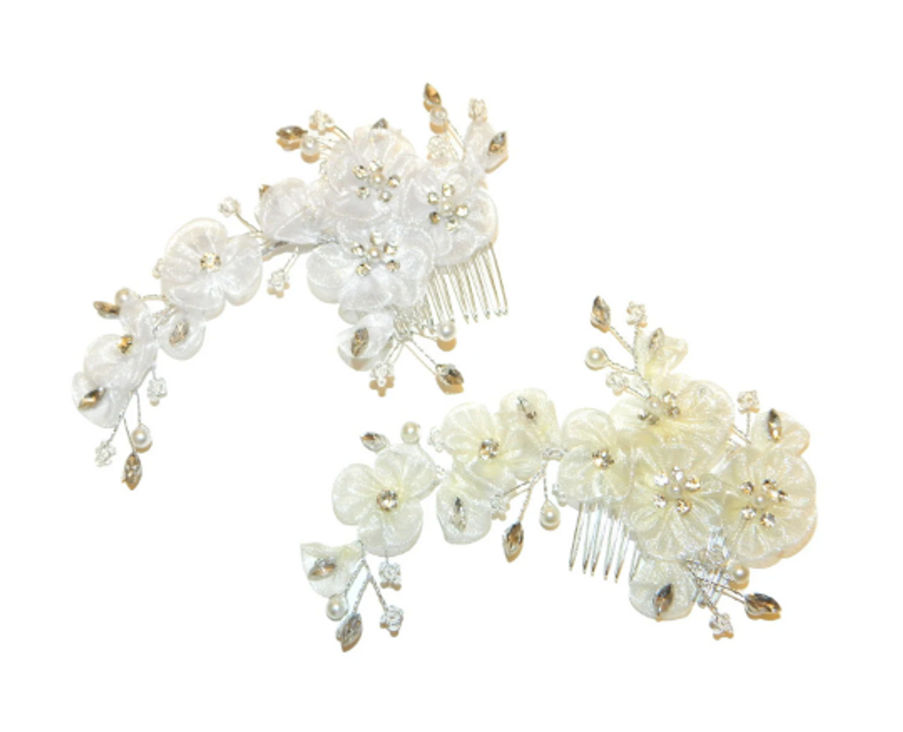 Ivory or White Sheer Floral Hair Comb