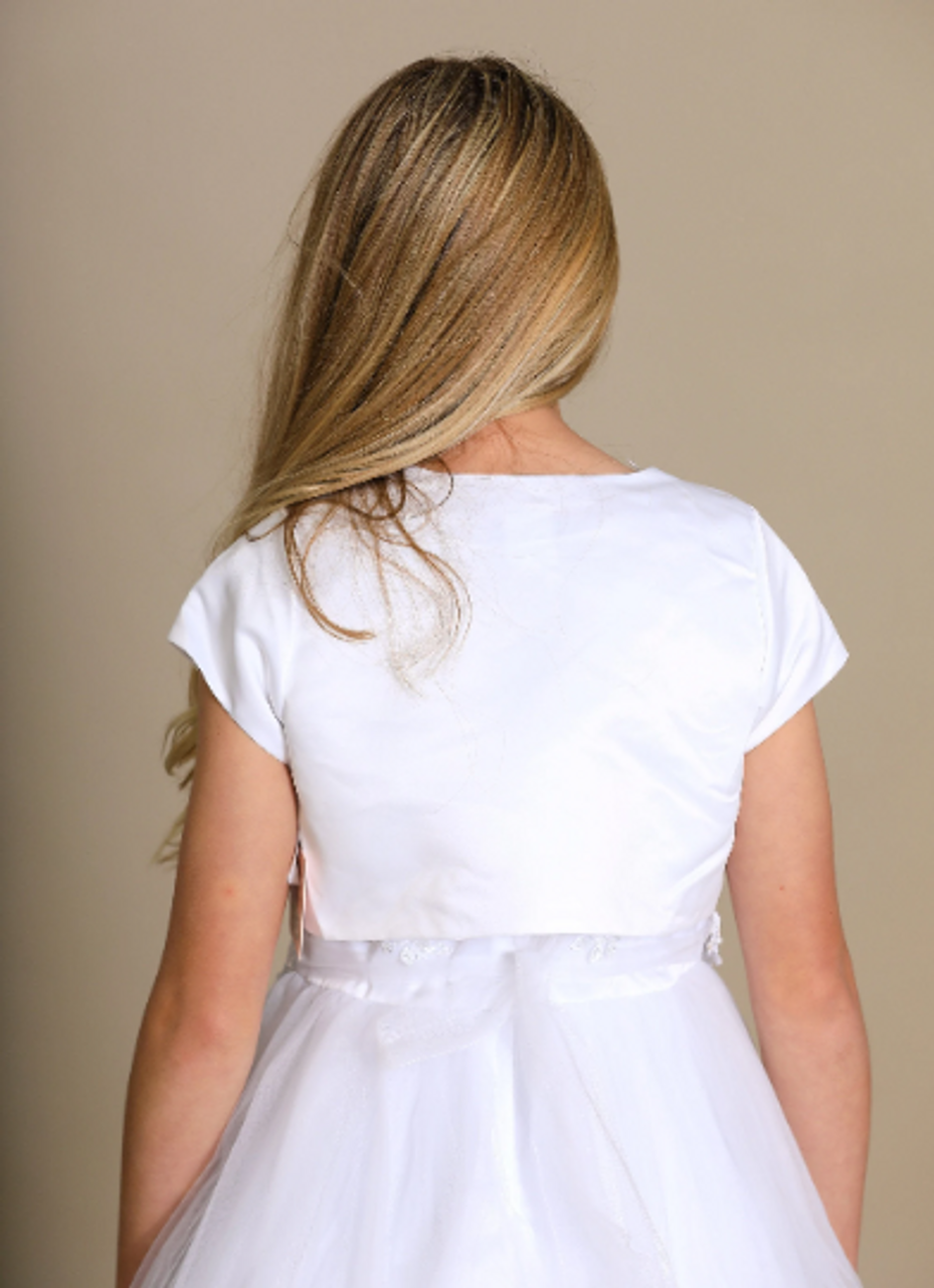 Girl's White or Ivory Satin Bolero