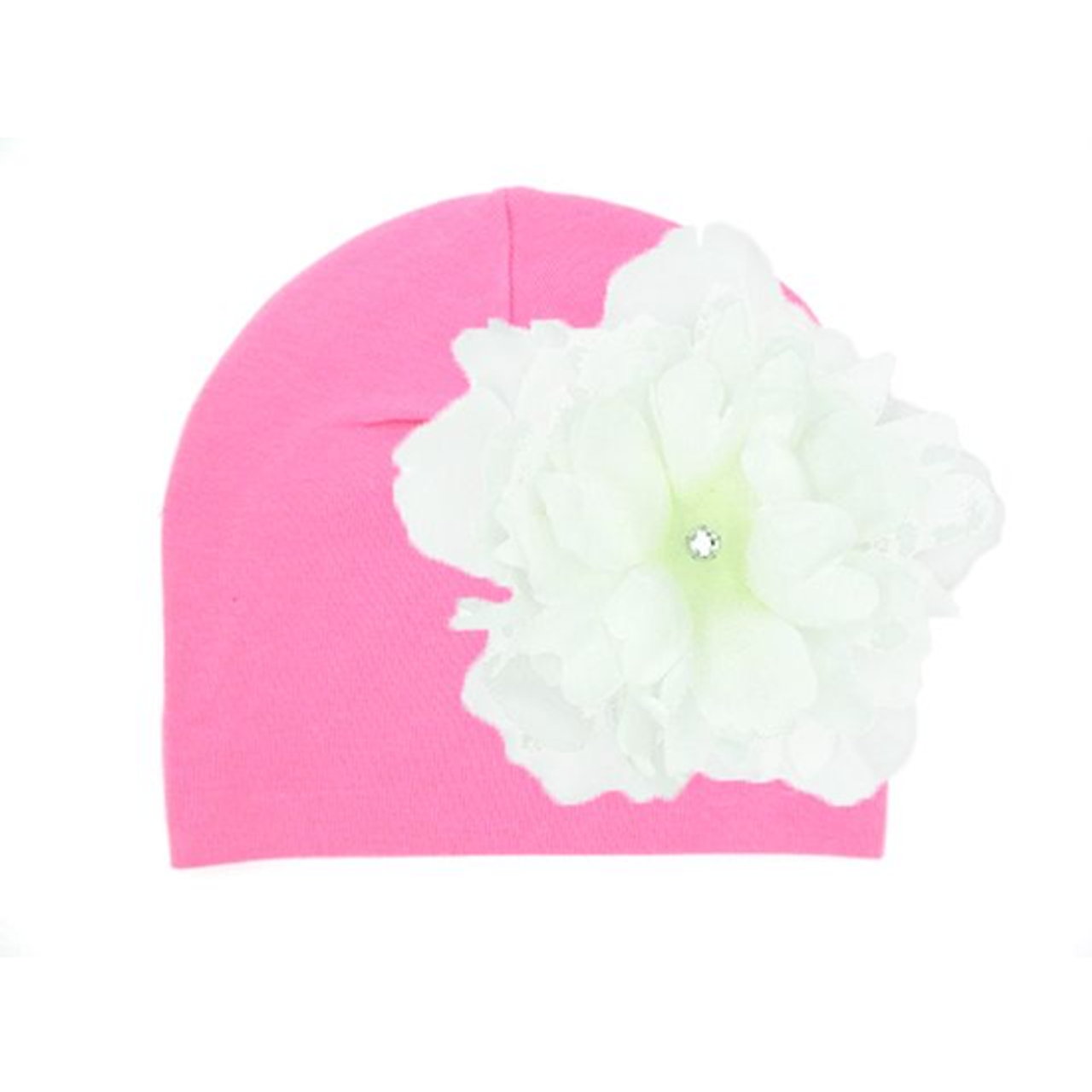 Pale Pink Cotton Hat With White Peony
