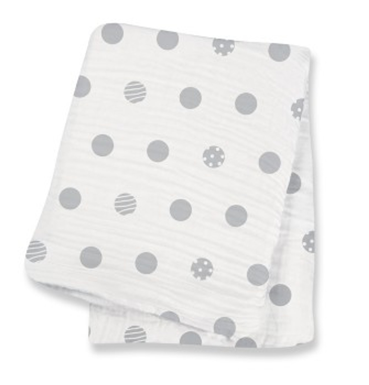 Grey Polka Dot Muslin Cotton Swaddling Blanket
