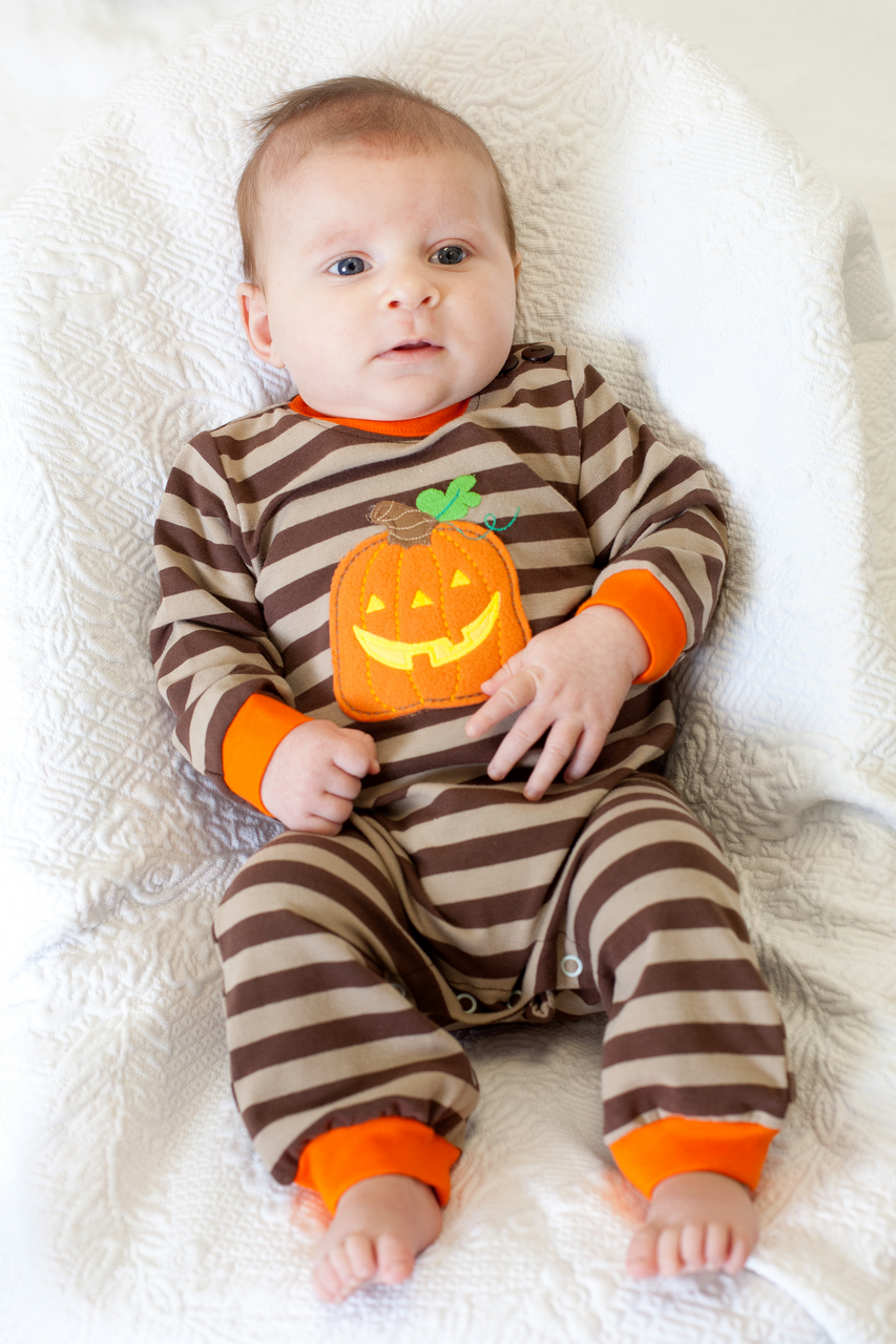 Boy's Halloween Pumpkin Shirt & Pants Set