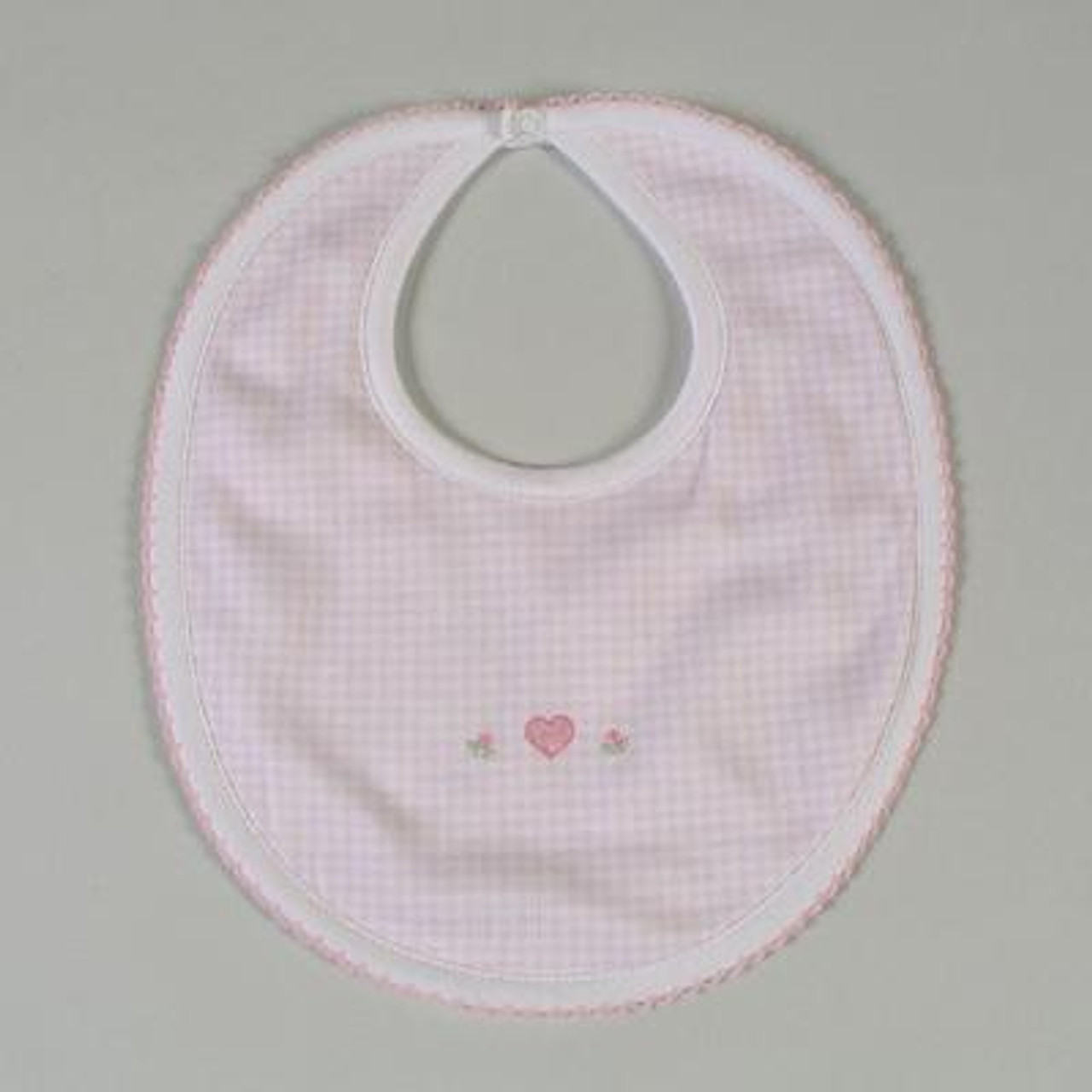 Pink Embroidered Gingham Bib