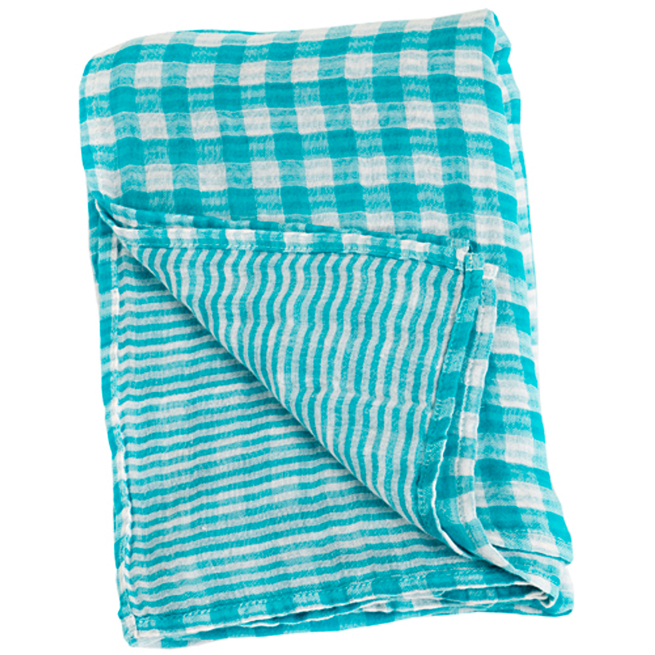 Aqua Reversible Muslin Cotton Swaddling Blanket