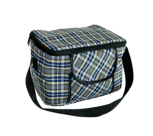 Navy, Gray & Yellow Plaid Square Lunch Bag