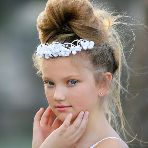 Ava Floral Headpiece - White or Lt Ivory