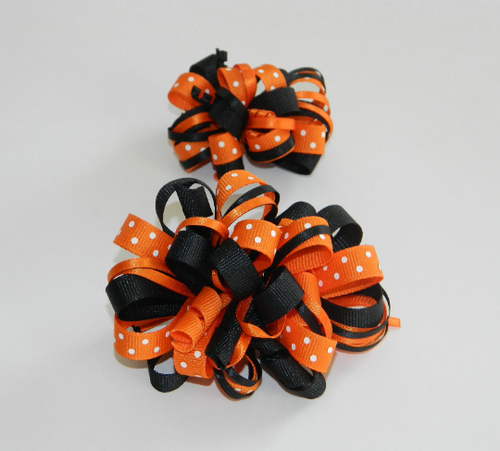 Orange & Black Loopy Hair Bow