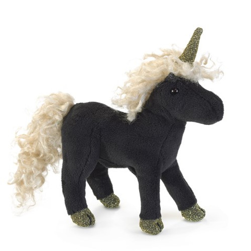 Mini Black Unicorn Finger Puppet