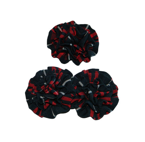 Navy & Red Plaid Rosette Hair Clip