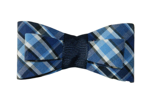 Navy & Blue Plaid Tuxedo Hair Bow