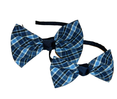 Navy & Blue Plaid Bow Headband