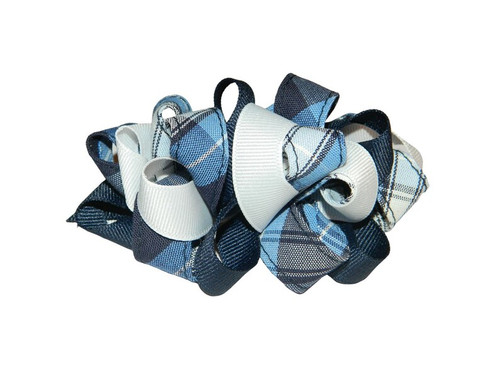 Navy, Lt Blue & White Loopy Hair Bow