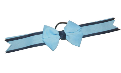 Navy & Lt Blue Bow Ponytail Holder