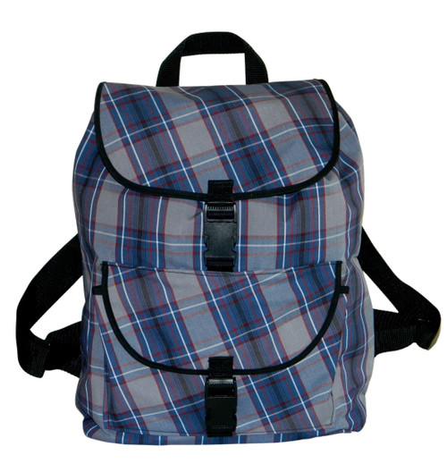 Navy, Gray & Red Plaid Backpack
