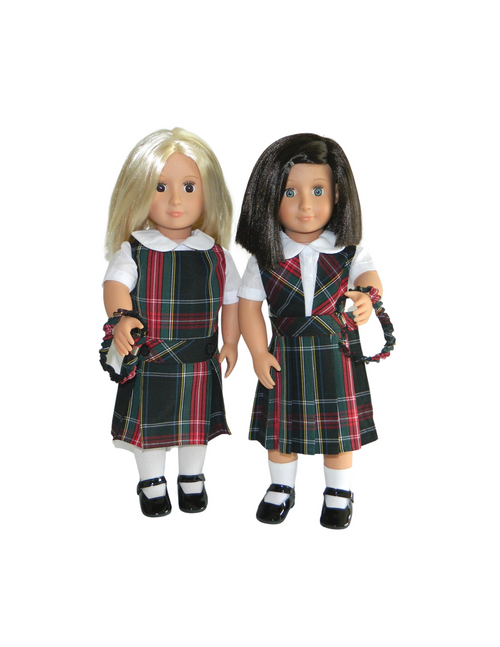 Black, Red & Green Plaid Doll Uniform Set