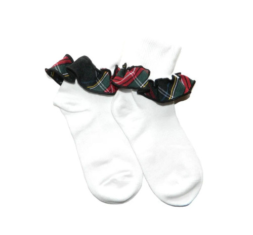 Black, Red & Green Plaid Ruffle Ankle Socks