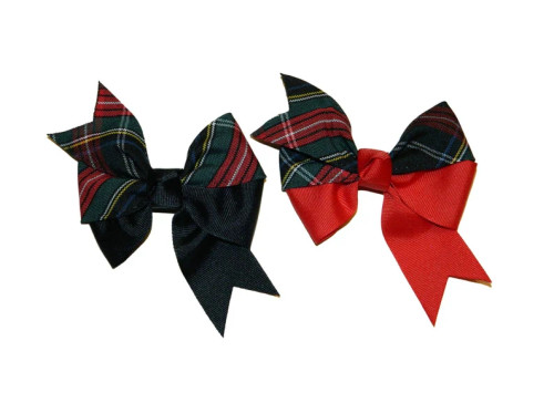 Black, Red & Green Plaid Split Pinwheel Hair Bow