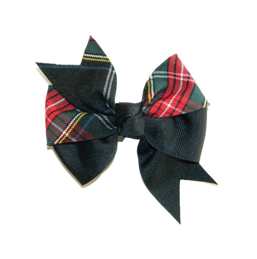 Black, Red & Green Plaid Split Pinwheel Hair Bow