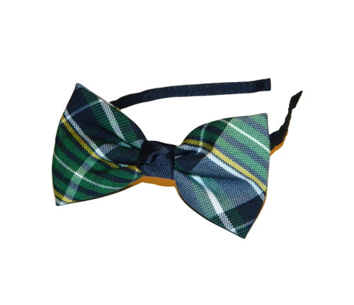 Green, Navy & Yellow Plaid Bow Headband