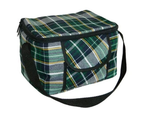 Green, Navy & Yellow Plaid Square Lunch Bag