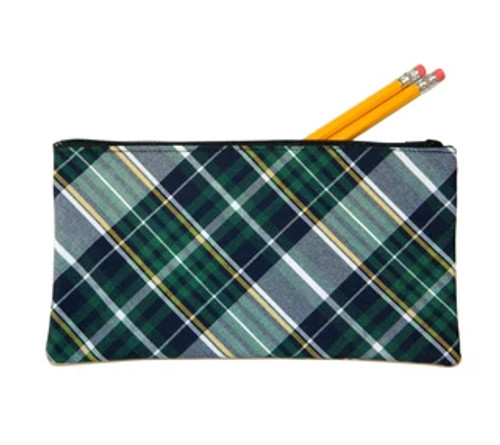 Green, Navy & Yellow Plaid Pencil Case