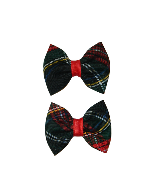 Black, Red & Green Plaid Pigtail Bows