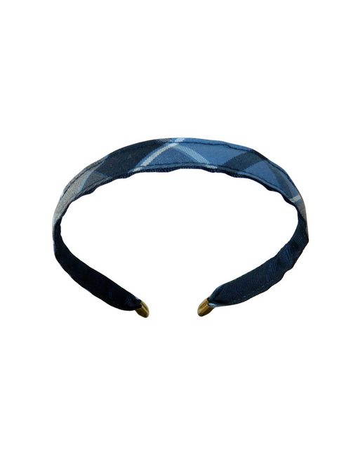 Blue, Gray & Black Plaid Thin Headband