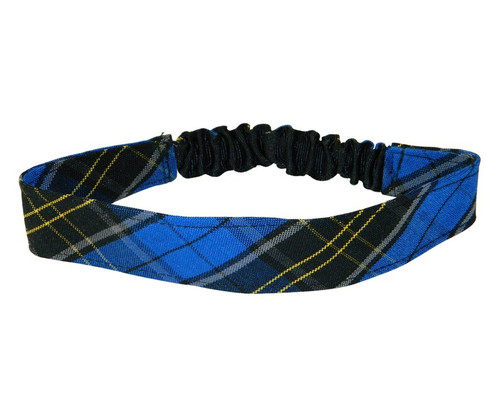 Royal, Black & Yellow Plaid Elastic Headband