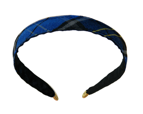Royal, Black & Yellow Plaid Thin Headband