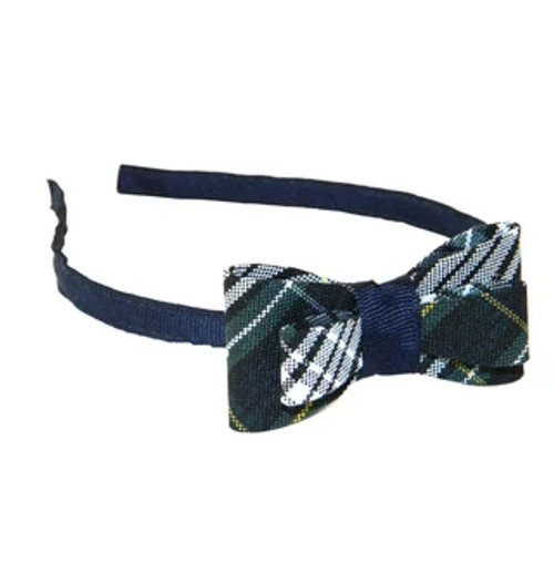 Forest, Navy, White & Yellow Plaid Tuxedo Bow Headband