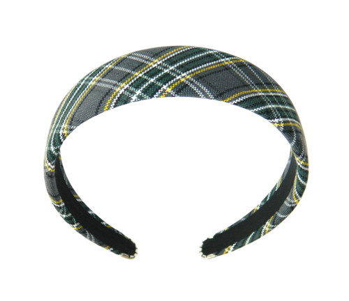 Gray, Hunter Green & Yellow Gold Plaid 1.5" Headband