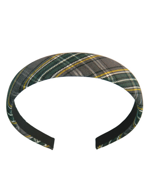 Gray, Hunter Green & Yellow Gold Plaid 1" Headband