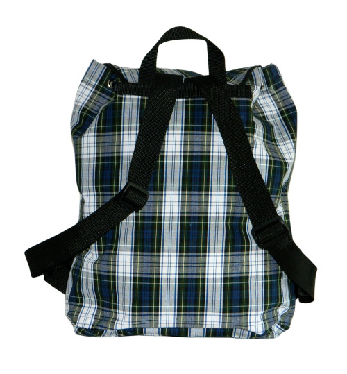 Navy, White & Green Plaid Backpack