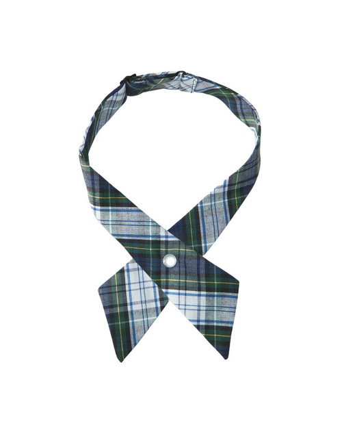 Girl's Navy, White & Green Plaid Neck Tie