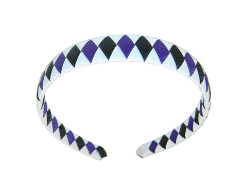 Purple, White & Black Diamond Woven Headband