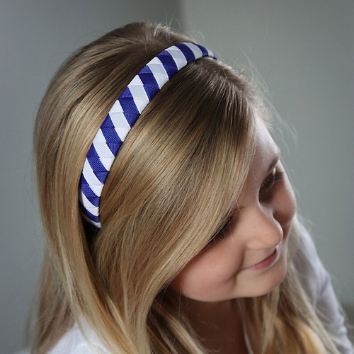 Royal Blue & White Stripe Woven Headband