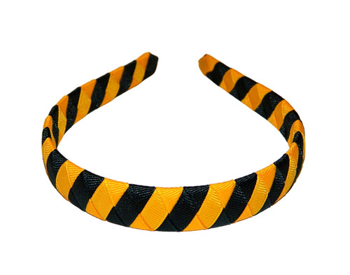 Black & Yellow Gold Stripe Woven Headband