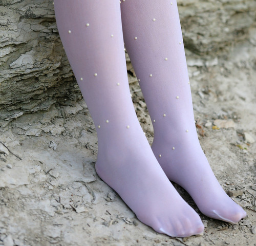 Girl's White or Ivory Pearl Tights