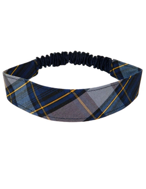 Gray, Navy & Gold Plaid Elastic Headband