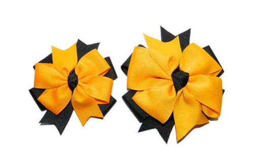 Black & Yellow Gold Double Pinwheel Hair Bow