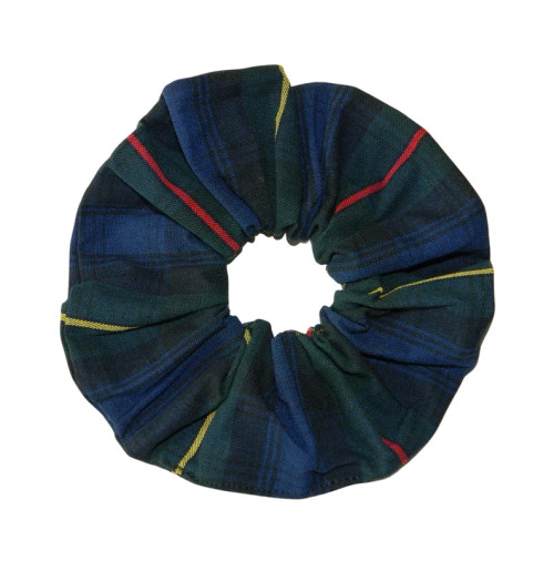 Navy, Hunter Green, Red & Yellow Plaid 55 Oversized Scrunchie