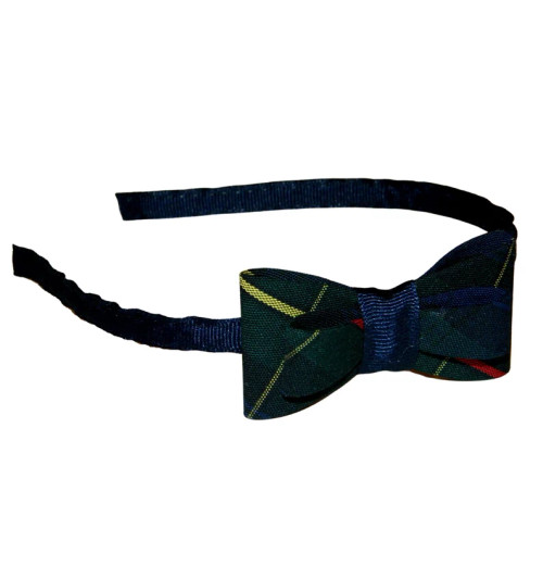 Navy, Hunter Green, Red & Yellow Plaid 55 Tuxedo Bow Headband