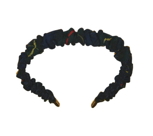 Navy, Hunter Green, Red & Yellow Plaid 55 Ruffle Headband