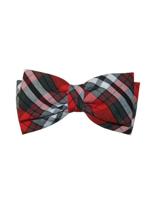 Red, White & Gray Plaid 69 Double Tuxedo Hair Bow