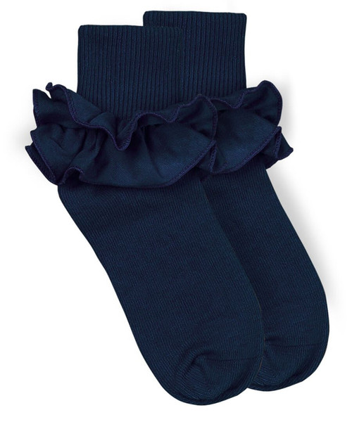 Navy Ruffle Ankle Socks