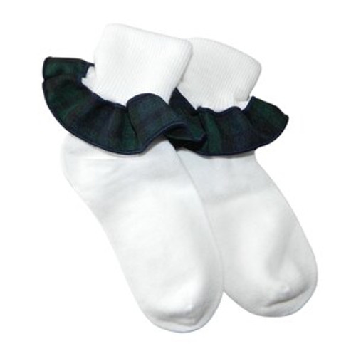Black Watch Plaid 79 Ruffle Ankle Socks