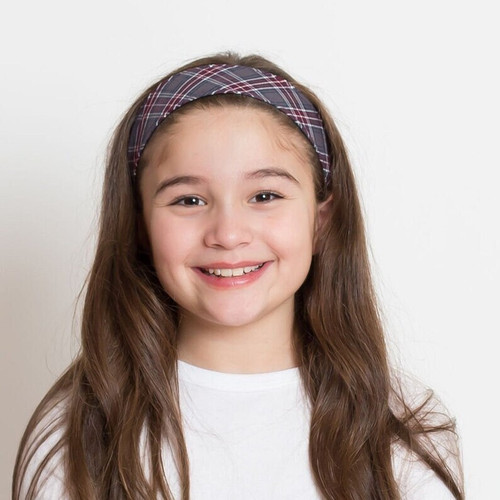 Gray, Burgundy, & Navy Plaid 6T Elastic Headband