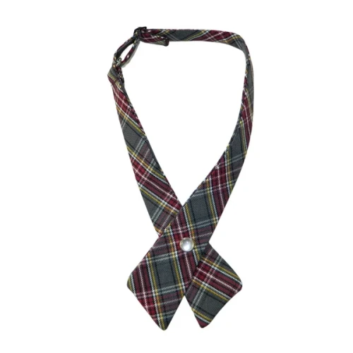 Girl's Burgundy, Gray & Gold Plaid 43 Neck Tie