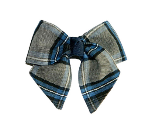 Navy & Gray Plaid Uniform Fabric Hair Bow - School Uniform Hair Bow, Navy Gray Plaid Hair Bows, Navy Gray Plaid, Plaid Hair Bows, Uniform